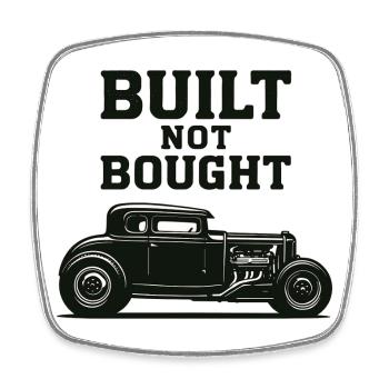 Hot Rod Vue latérale - Construit, pas acheté V8 - Magnet carré - blanc - Devant