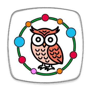 Hibou mignon - Magnet carré - blanc - Devant