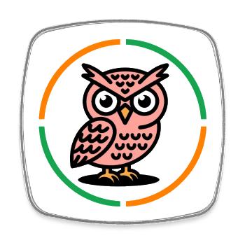 Un hibou en cercle - Magnet carré - blanc - Devant