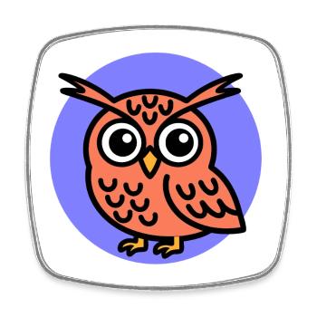 Hibou mignon - Magnet carré - blanc - Devant