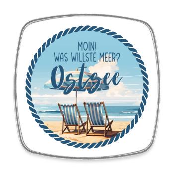 Moin! Was willste Meer? – Ostsee Design - Viereckiger Kühlschrankmagnet - Weiß - Vorne