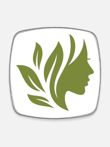 Femme verte avec des feuilles dans les cheveux - Magnet carré - blanc