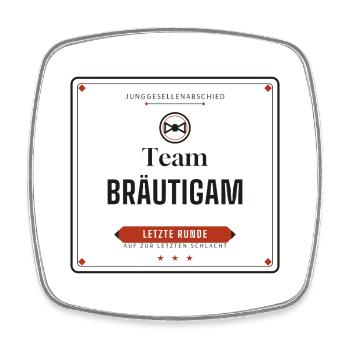 Team Bräutigam – JGA Junggesellenabschied - Viereckiger Kühlschrankmagnet - Weiß - Vorne