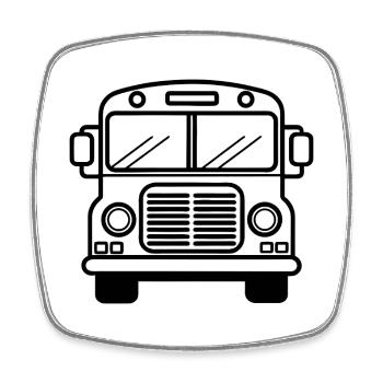 Bus scolaire - Magnet carré - blanc - Devant