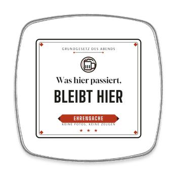 Was hier passiert, bleibt hier – JGA - Viereckiger Kühlschrankmagnet - Weiß - Vorne