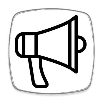 mégaphone - Magnet carré - blanc - Devant