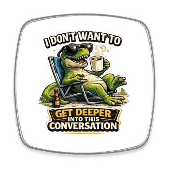 Funny T-Rex Coffee Mood Shirt - Viereckiger Kühlschrankmagnet - Weiß - Vorne