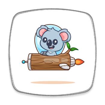 Koala Pilot in Log Rocket - Square fridge magnet - white - Front
