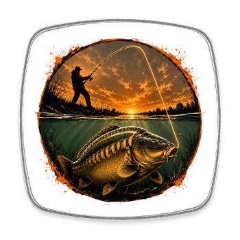 Karpfenfischen an der Oberfläche - Viereckiger Kühlschrankmagnet - Weiß - Vorne