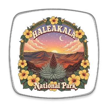 Haleakala National Park USA Hawaii Hiking Vintage - Square fridge magnet - white - Front