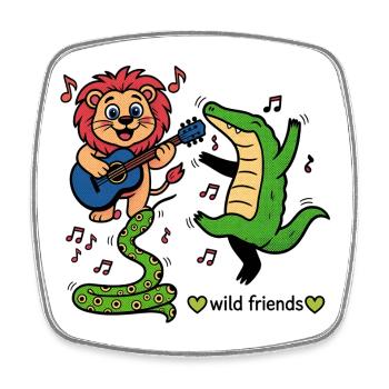 Animal friends make music - Square fridge magnet - white - Front