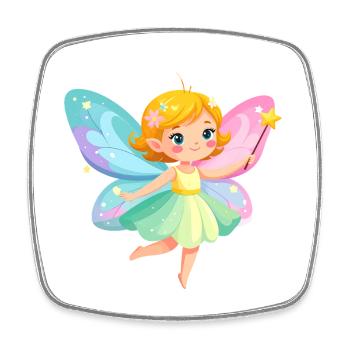 Petite Fée Mignonne aux couleurs pastel – Comic Design - Magnet carré - blanc - Devant