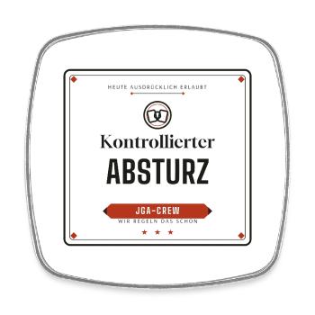 Kontrollierter Absturz – JGA-Crew - Viereckiger Kühlschrankmagnet - Weiß - Vorne
