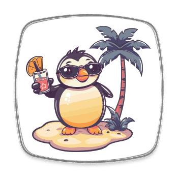 Pinguin Sommer Palme - Viereckiger Kühlschrankmagnet - Weiß - Vorne