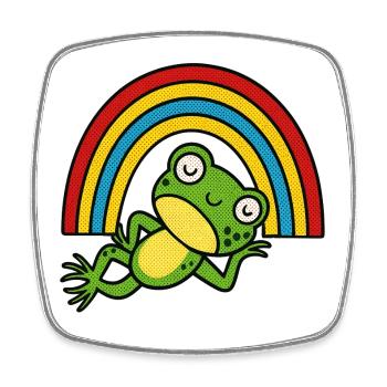 Relaxender Frosch unter dem Regenbogen - Viereckiger Kühlschrankmagnet - Weiß - Vorne