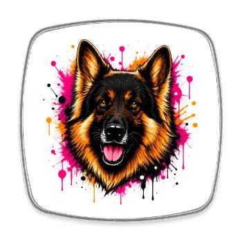 Schäferhund Graffiti Farbklecks - Viereckiger Kühlschrankmagnet - Weiß - Vorne