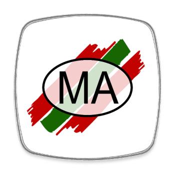 Kennzeichen_MA pour le Maroc - Magnet carré - blanc - Devant