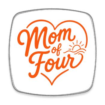 Mom of Four! Herz - Viereckiger Kühlschrankmagnet - Weiß - Vorne