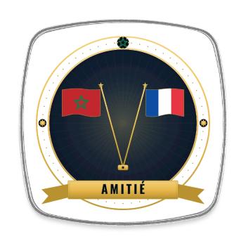 Amitié Maroc–France 2026 - Magnet carré - blanc - Devant