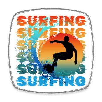 SURFEUR SURFEUR PLAGE D’ÉTÉ - Magnet carré - blanc - Devant