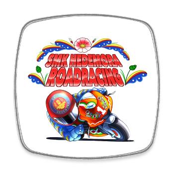 Smk Hedemora Road Racing - Magnet carré - blanc - Devant