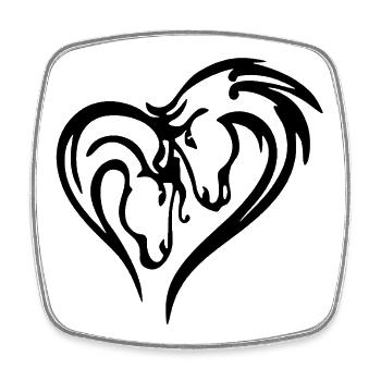 Coeur de cheval (noir) - Magnet carré - blanc - Devant