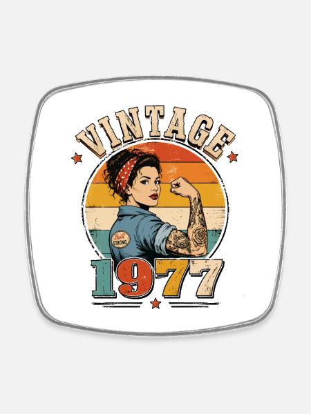 1977 Vintage Limited Edition Women's Gift - Square fridge magnet - white