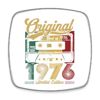 T-shirt Vintage Original 1976 Cassette - Magnet carré - blanc - Devant