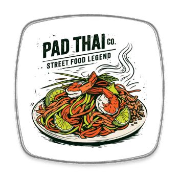 Légende de la street food du Pad Thai - Magnet carré - blanc - Devant
