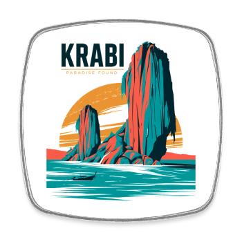 Paysage rocheux du Krabi Sunset - Magnet carré - blanc - Devant