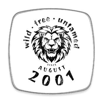 25. Geburtstag Wild, free & untamed since 08/2001 - Square fridge magnet - white - Front