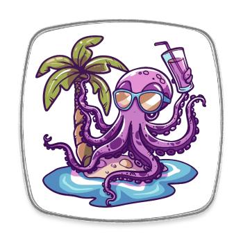 Oktopus Sommer Urlaub - Viereckiger Kühlschrankmagnet - Weiß - Vorne