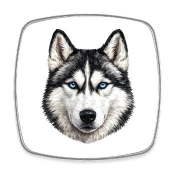 Vue géométrique Husky - Magnet carré - blanc - Devant