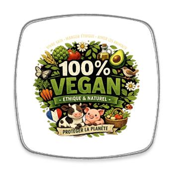 100% Vegan Ethique et Naturel - Magnet carré - blanc - Devant