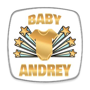 Andrey als Geboren - Viereckiger Kühlschrankmagnet - Weiß - Vorne