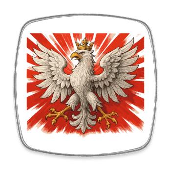 Aigle polonais – Fierté & Tradition Pologne - Magnet carré - blanc - Devant