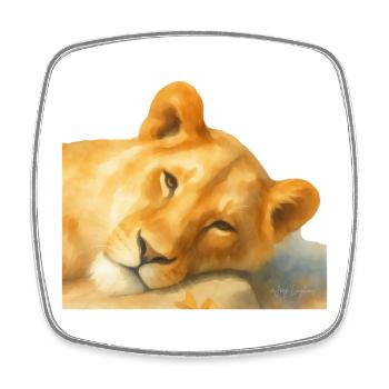 Lion dans le style aquarelle - motif artistique Jörg Langhans - Magnet carré - blanc - Devant
