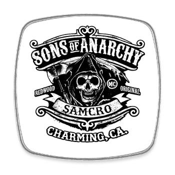 Fils de l’Anarchie MC Banner Black - Magnet carré - blanc - Devant