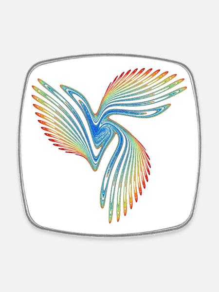 Oiseau de Paradis Coloré - Magnet carré - blanc
