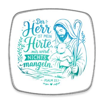 Der Herr ist mein Hirte Psalm 23 - Viereckiger Kühlschrankmagnet - Weiß - Vorne