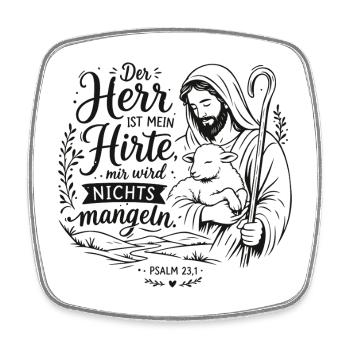 Der Herr ist mein Hirte - Viereckiger Kühlschrankmagnet - Weiß - Vorne