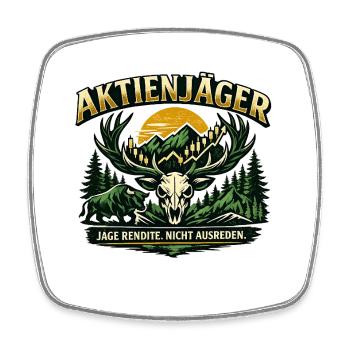 Jagd auf Rendite | Börsen Motiv - Viereckiger Kühlschrankmagnet - Weiß - Vorne