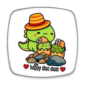 Maman dinosaure heureuse avec des bébés dinosaures - Magnet carré - blanc - Devant