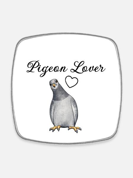 Illustration de cœur de pigeon sur fond noir - Magnet carré - blanc