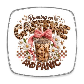 Kaffee Panik: Caffeine Run Morgenmuffel Schicht - Magnet carré - blanc - Devant
