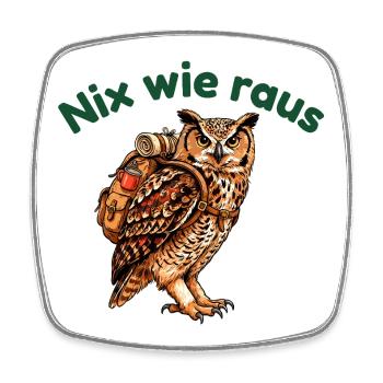 Owl with backpack - Square fridge magnet - white - Front