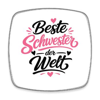 Beste Schwester der Welt Pink Design - Viereckiger Kühlschrankmagnet - Weiß - Vorne