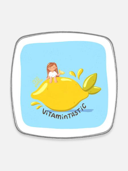 VitaminTastic Zitronen-Sommer - Viereckiger Kühlschrankmagnet - Weiß