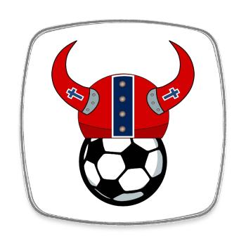 Norvège - Casque viking de football - Magnet carré - blanc - Devant