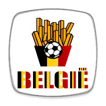 Voetbal Frietjes België - Vierkante koelkastmagneet - wit - Voor